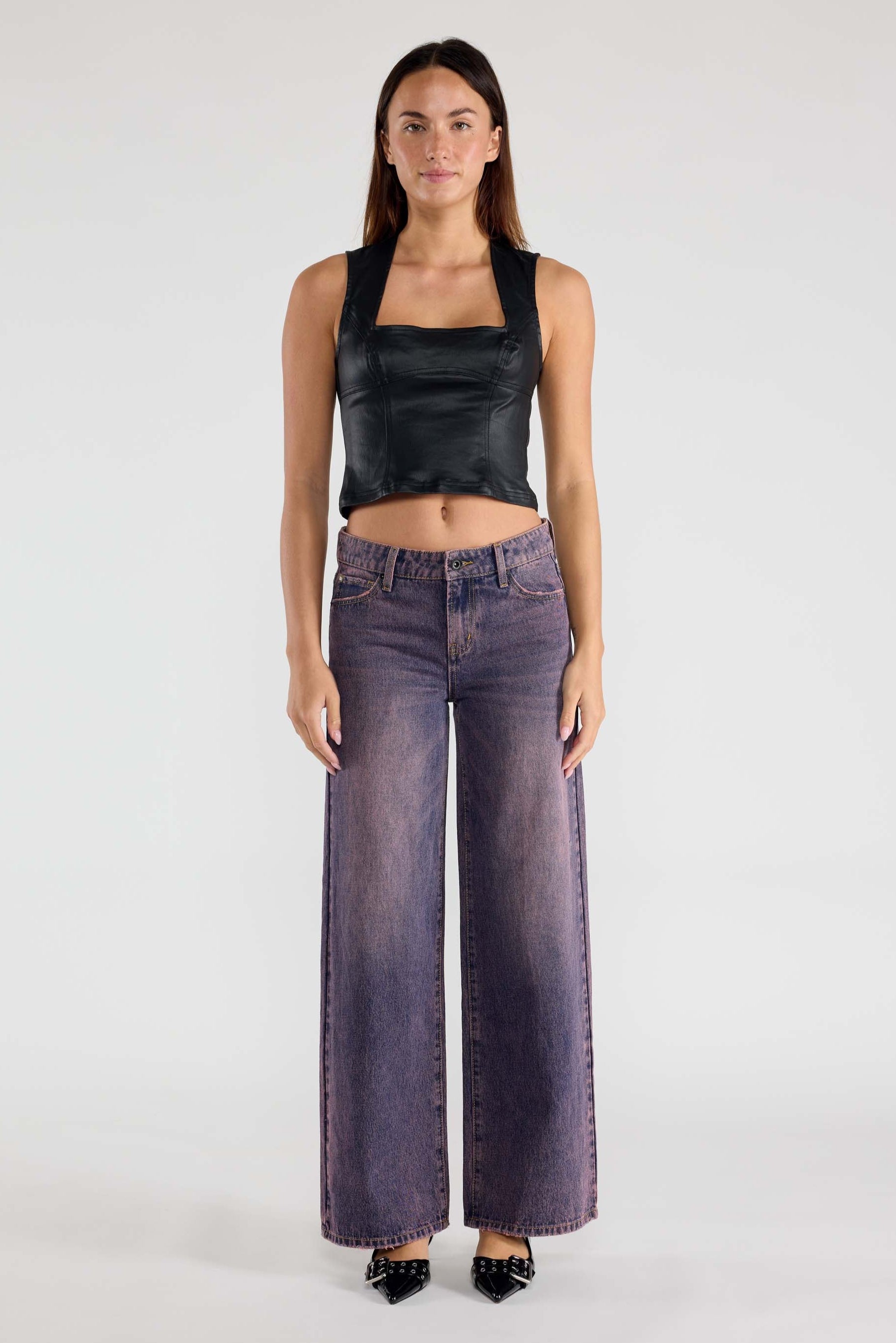 Mid Waist Relaxed Wide Leg Jeans
