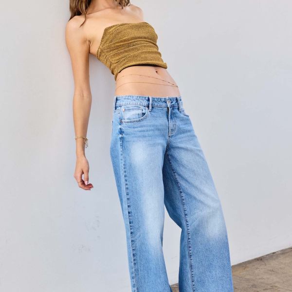 Low Waist Stone wash Baggy Wide Leg Jeans
