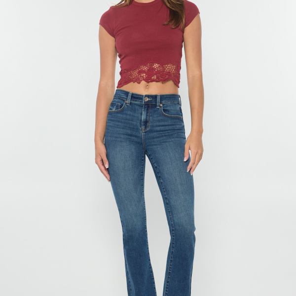 High Rise Hip Padded Bootcut Jeans