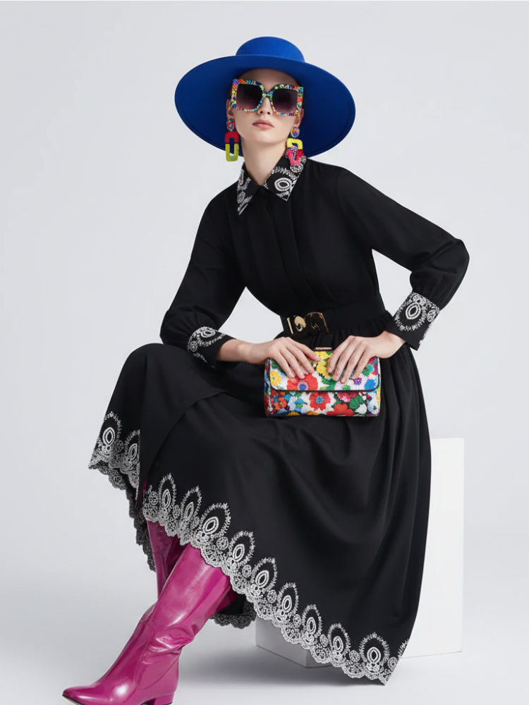 Elegant Embroidered Dress, Central Park | Women - BYMANYC ยฎ New York