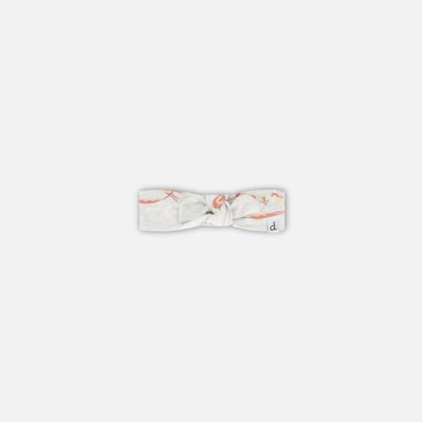 Organic Cotton Headband Heather Beige With Printed Cat