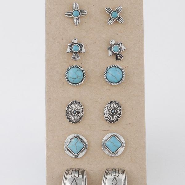 GRAMERCY Antique Sun Stud Earrings Set: NYFW BYMANYC ® New York
