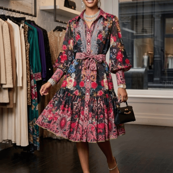 Gemini ha dicho Floral Paisley Print Shirt Dress NOLITA New Collection FASHION BYMANYC ® New York