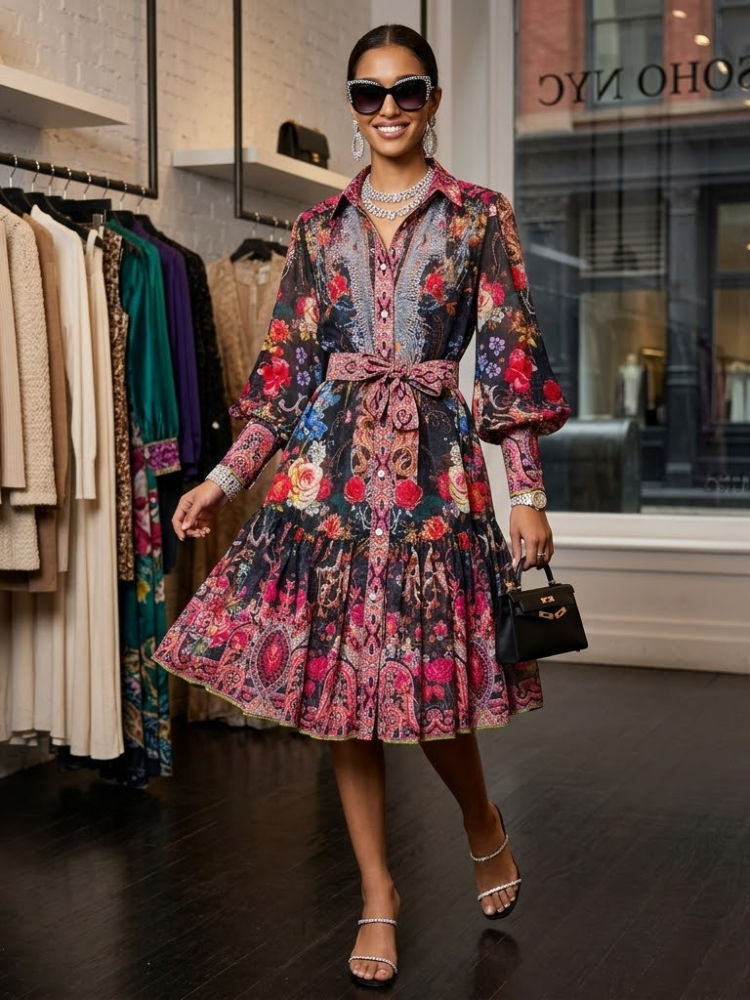 Gemini ha dicho Floral Paisley Print Shirt Dress NOLITA New Collection FASHION BYMANYC ยฎ New York