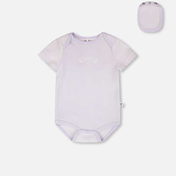 Evolutive Cotton Rib Jersey Onesie Lilac