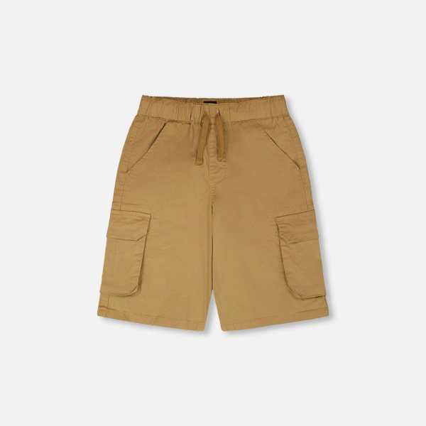 Stretch Twill Bermuda With Cargo Pockets Beige