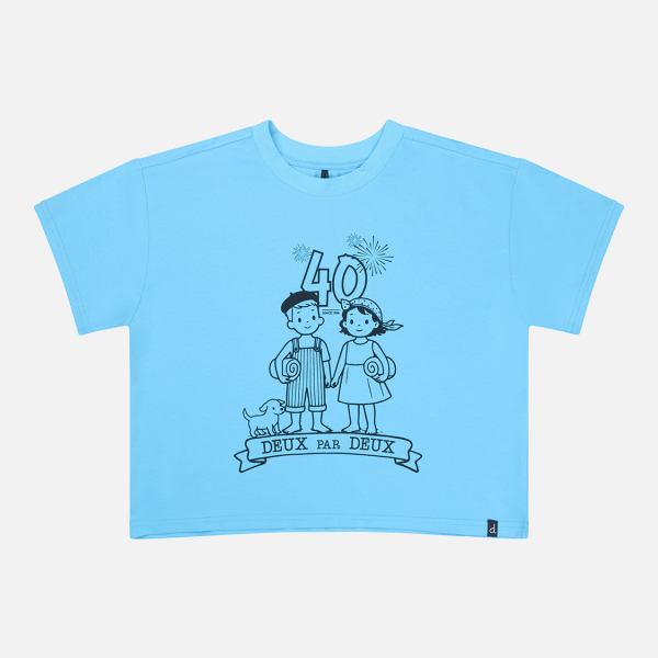 Adult 40Th Anniversary Graphic Boxy T-Shirt Sky Blue