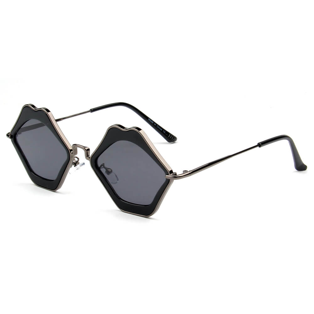 MADISON | Womens Fashion Funky Mouth Kissing Lip Shape Hippie Love Party Sunglasses