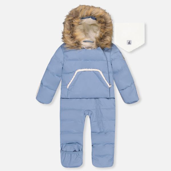 Baby Snug One Piece Snowsuit Adapted For Car Seats Blue Grey