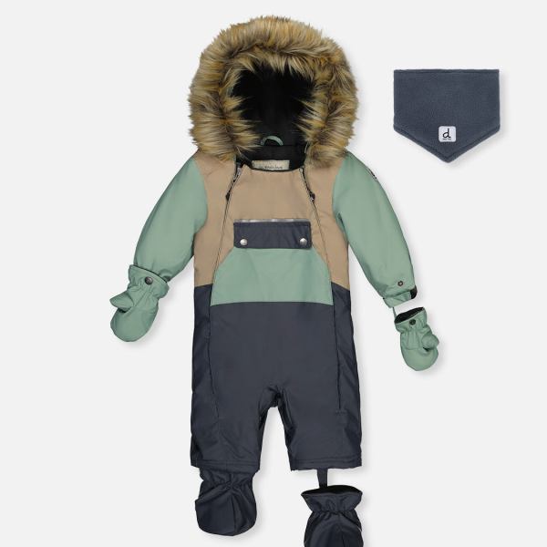 Baby One Piece Snowsuit Adapted For Car Seats Cool Dark Grey