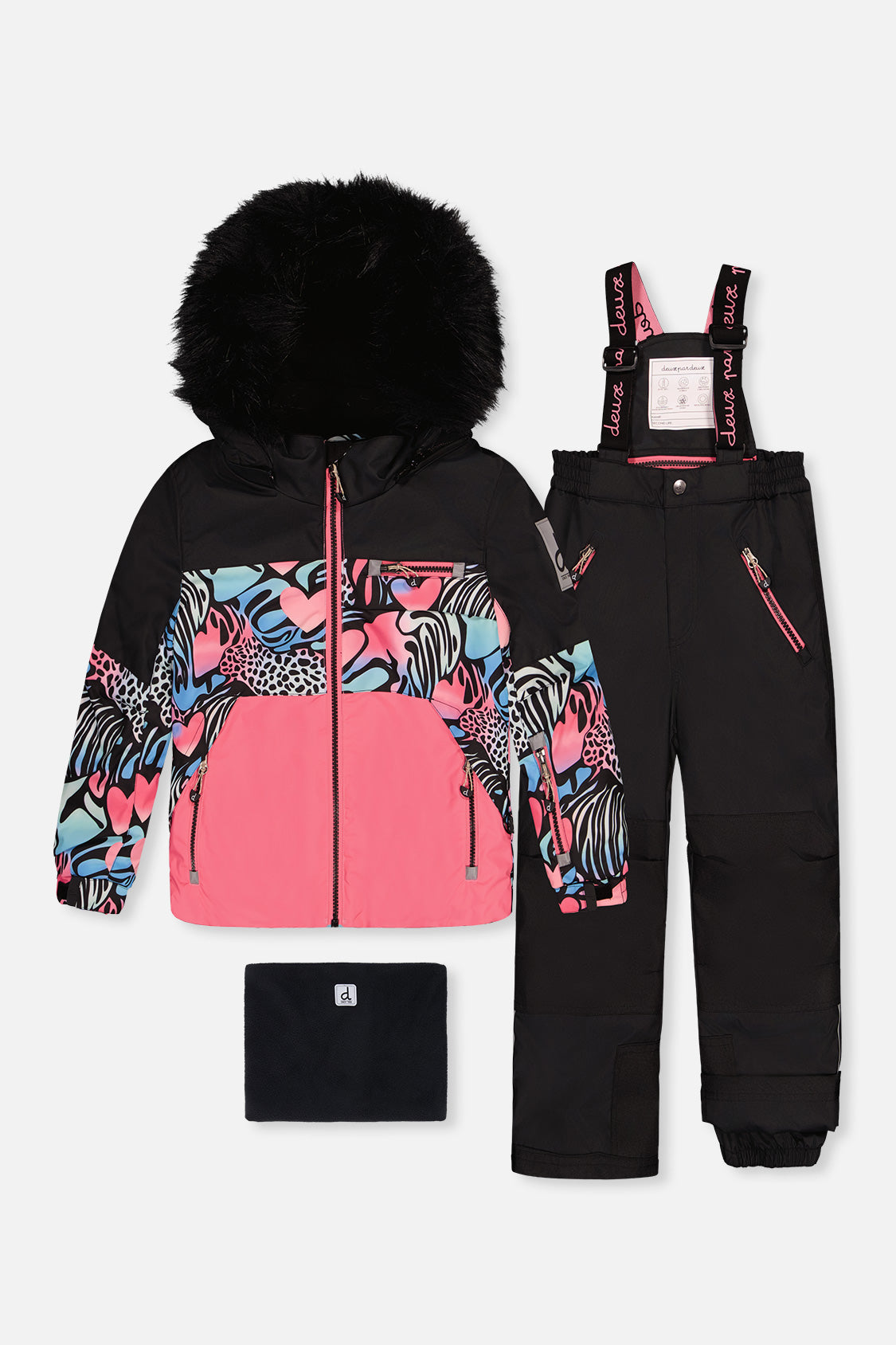 Two Piece Play Snowsuit Black Zebra Print With Black Pants