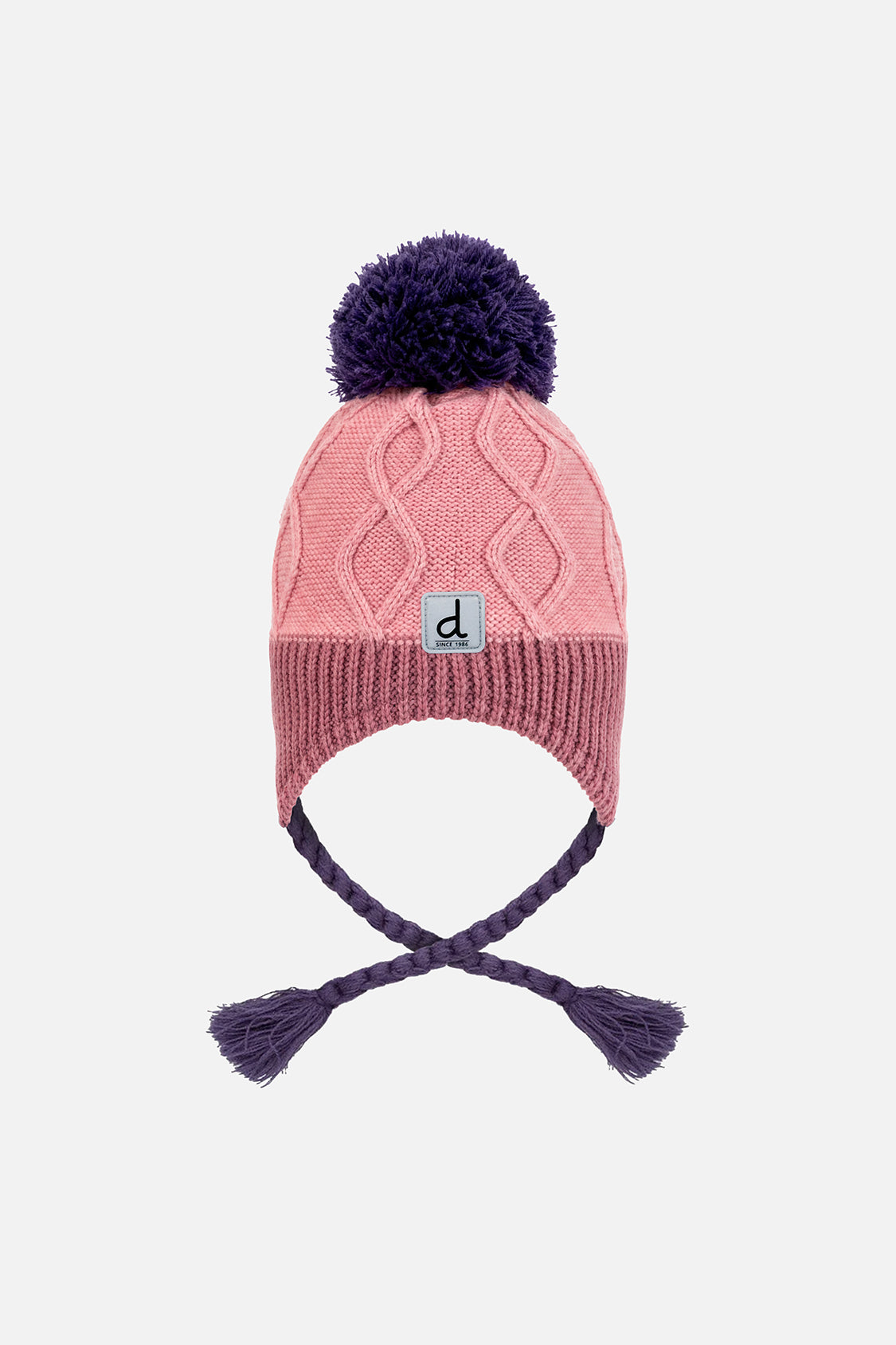 Baby Winter Peruvian Knit Hat With Pompom Pink And Mauve