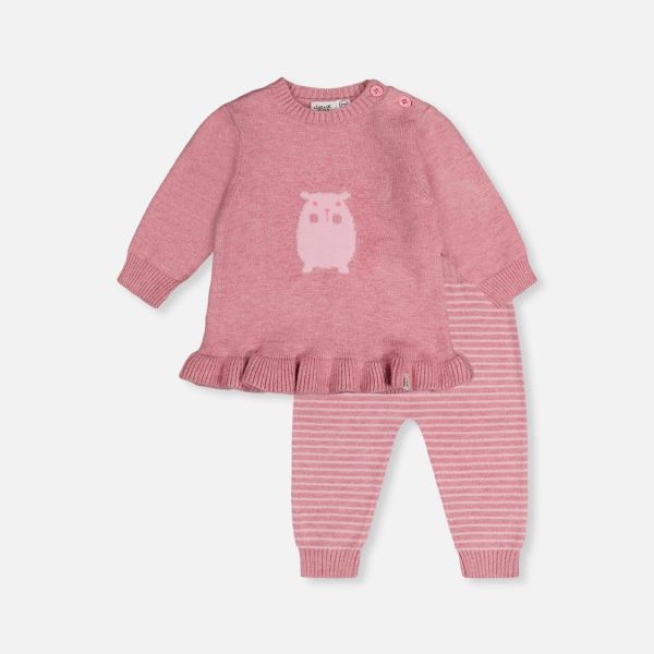 Knitted Top And Pants Set Dusty Pink