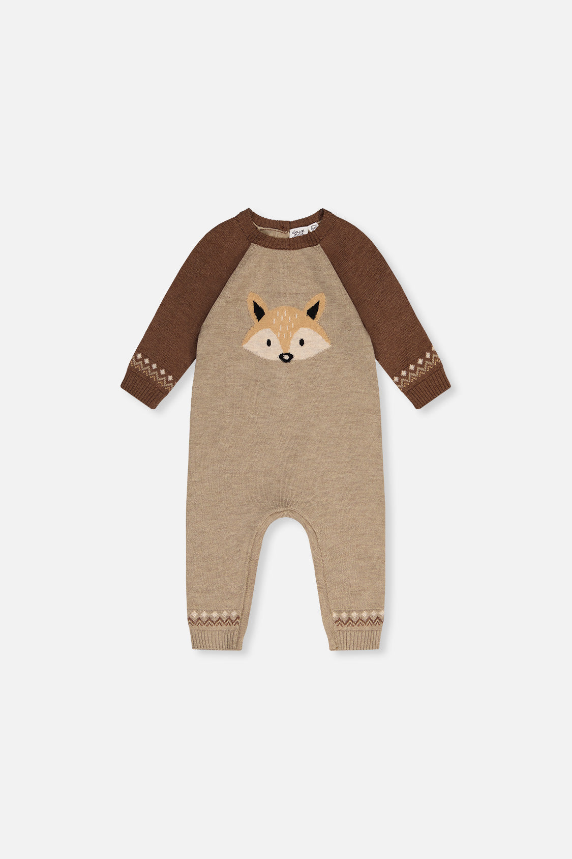 Knitted Intarsia Romper Brown Cinnamon