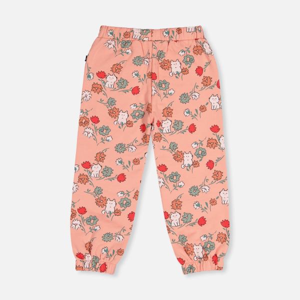 French Terry Sweatpants Pink Cat Print
