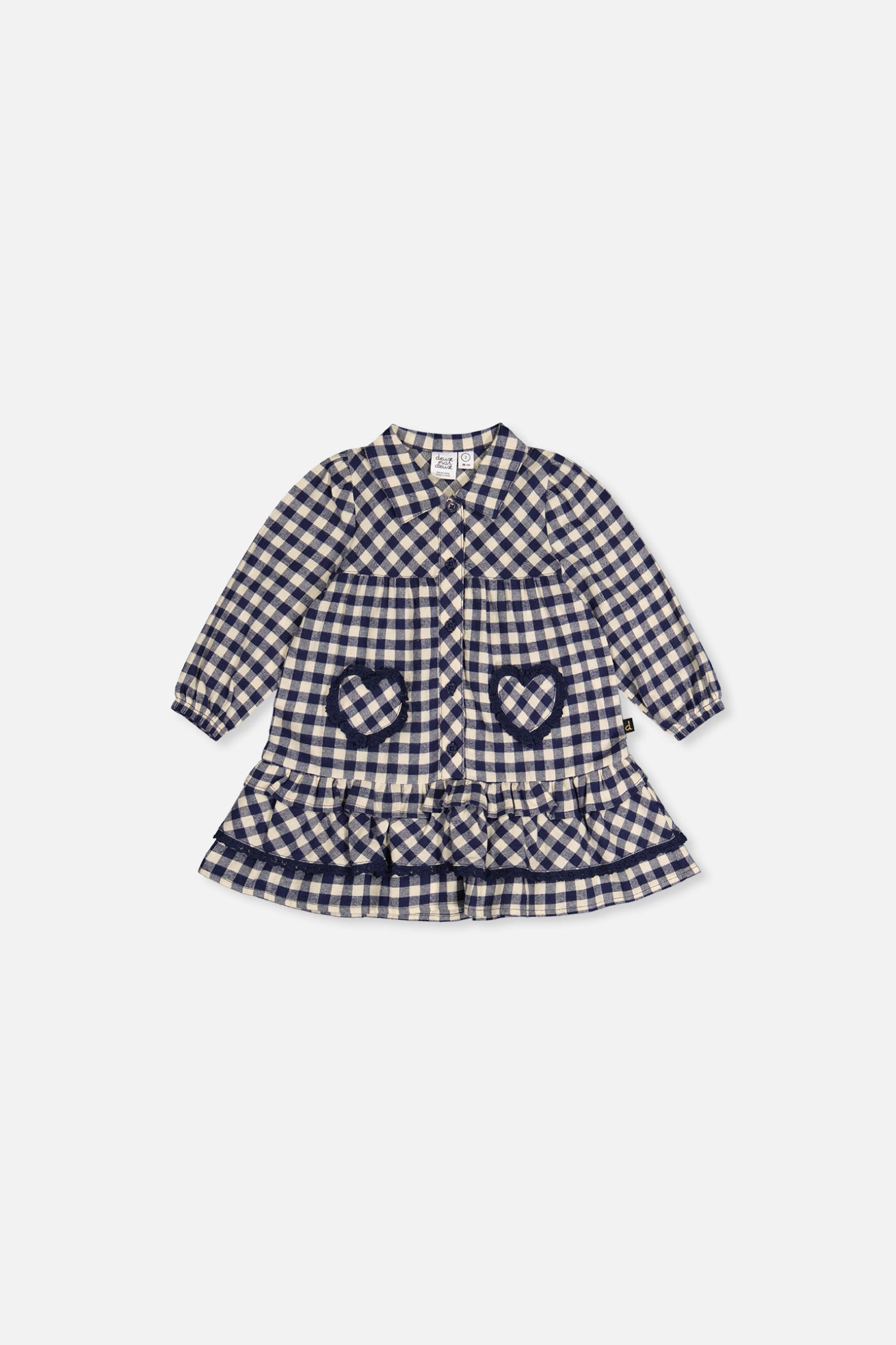 Baby Shirt Dress With Frills Blue And White Gingham Print