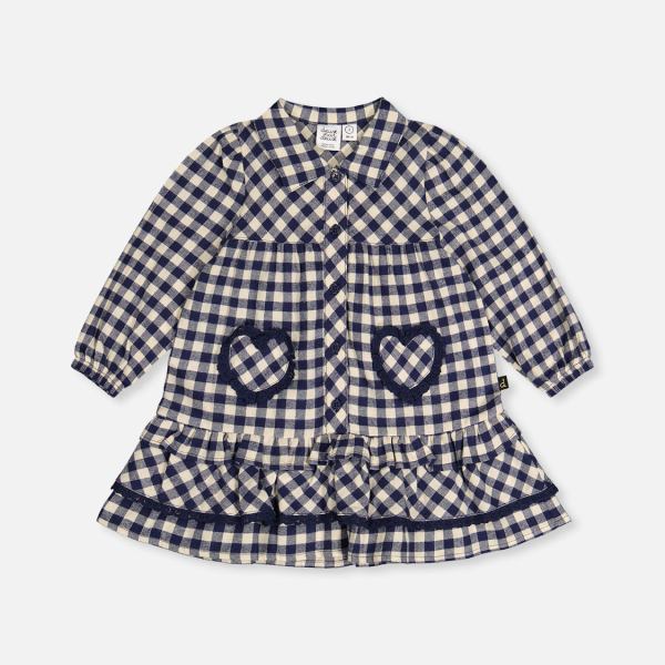Shirt Dress With Frills Blue And White Gingham Print