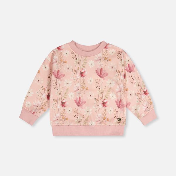 Sweatshirt Pink Printed Flowers