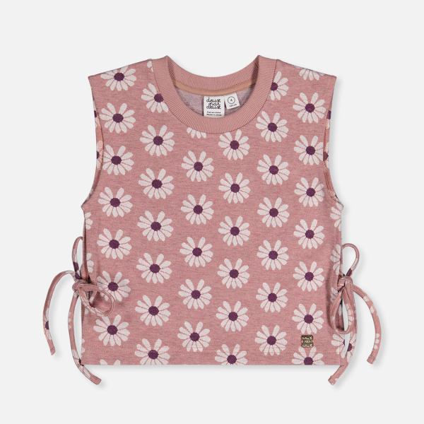 Jacquard Vest Pink Printed Flowers