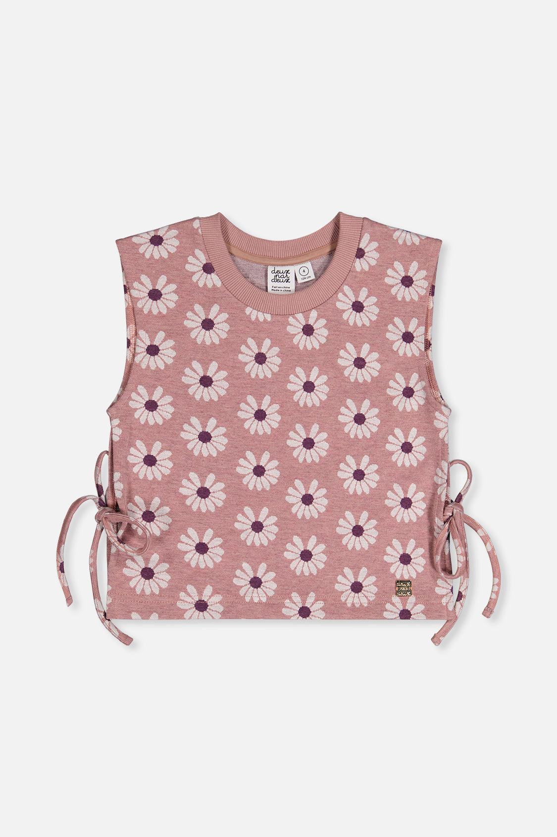 Jacquard Vest Pink Printed Flowers