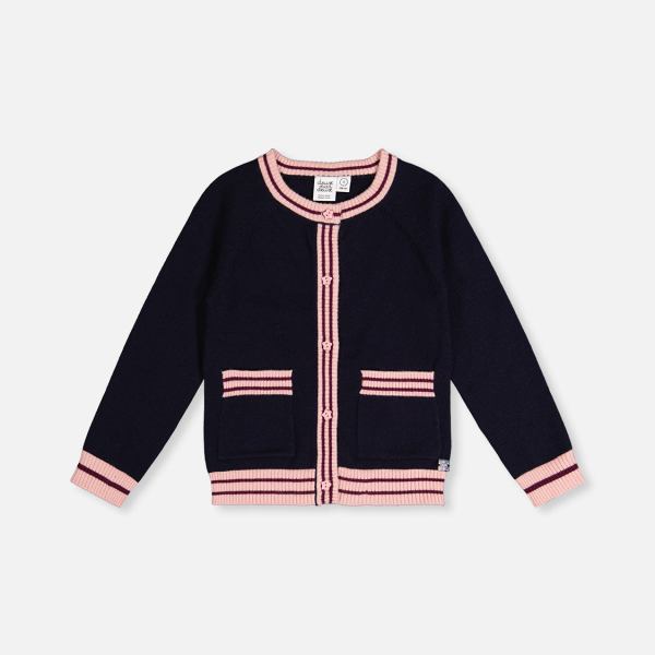 Knitted Cardigan Royal Blue And Pink