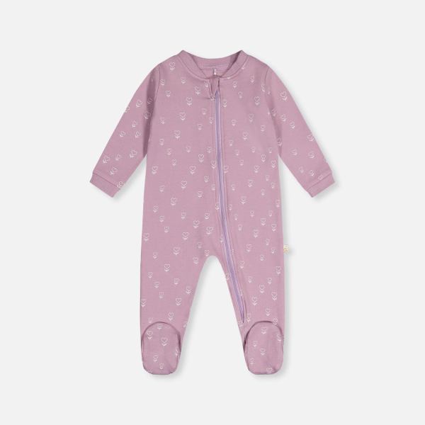 Baby Organic Cotton One Piece Pajama Purple Floral Print