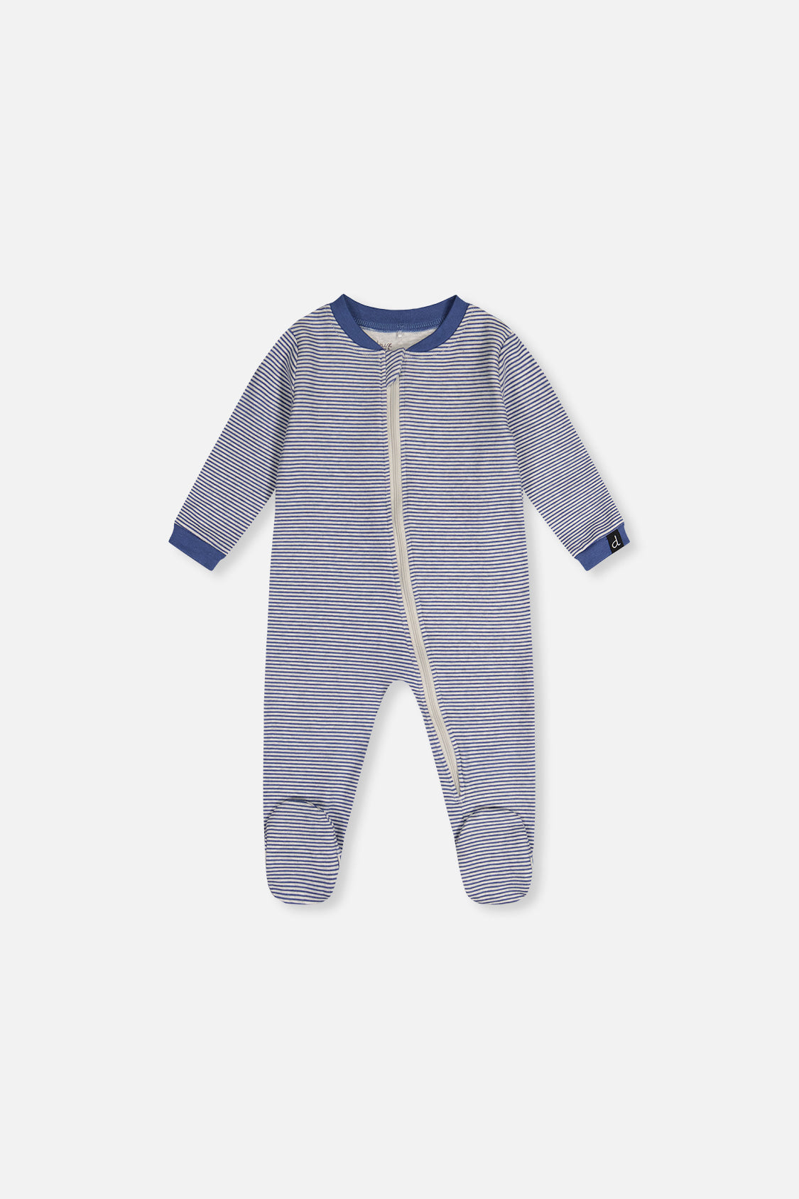 Baby Organic Cotton One Piece Pajama Blue Stripe Print