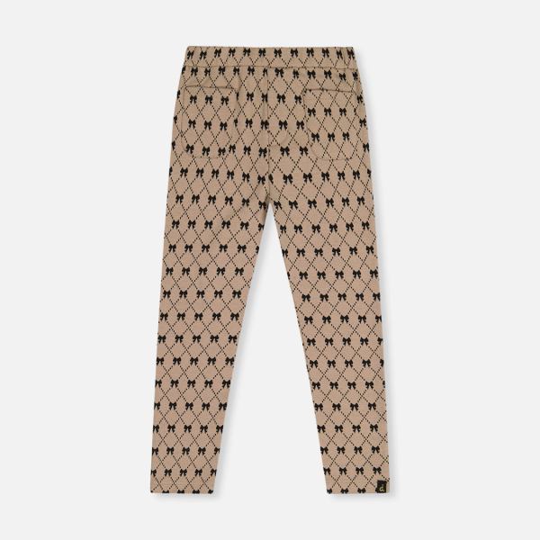 Treggings Beige Bow Tie Print