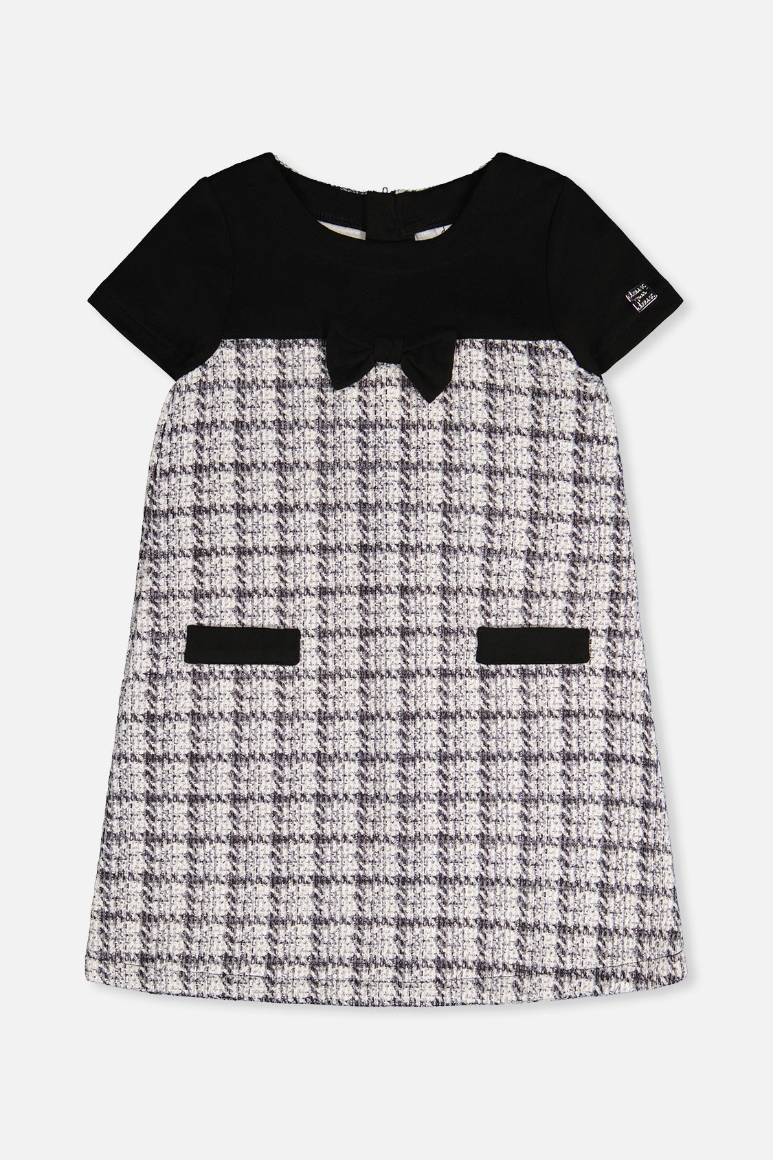 Sleeveless Knitwear A-Line Dress Black And White