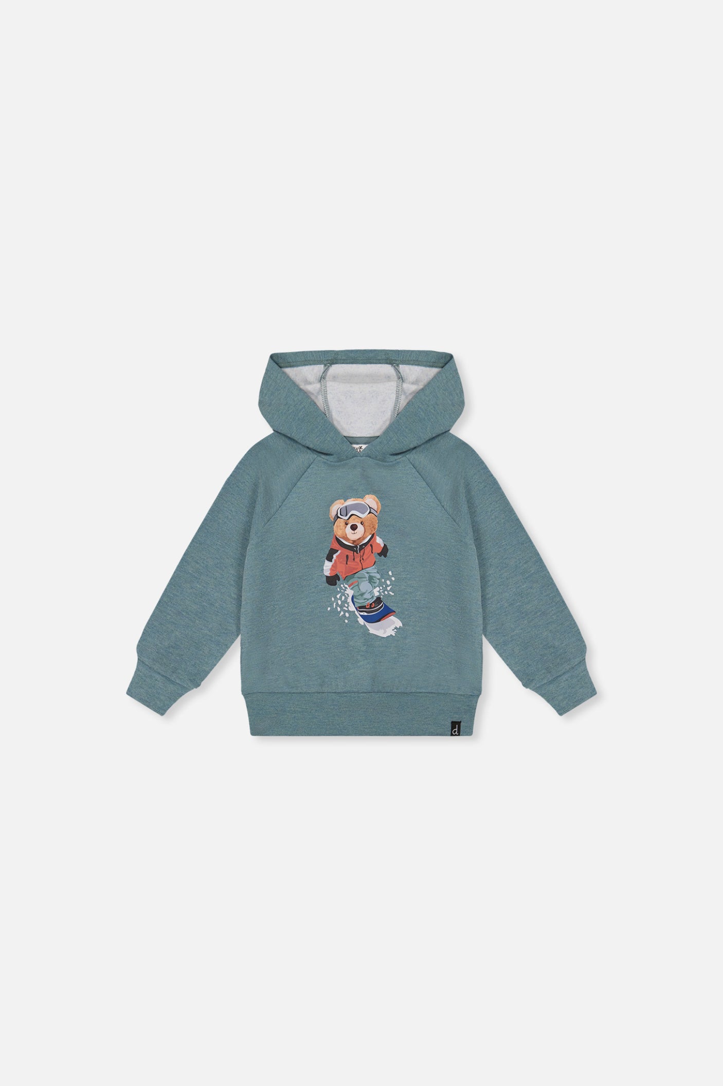 Baby Hoodie With Screenprint Pale Turquoise