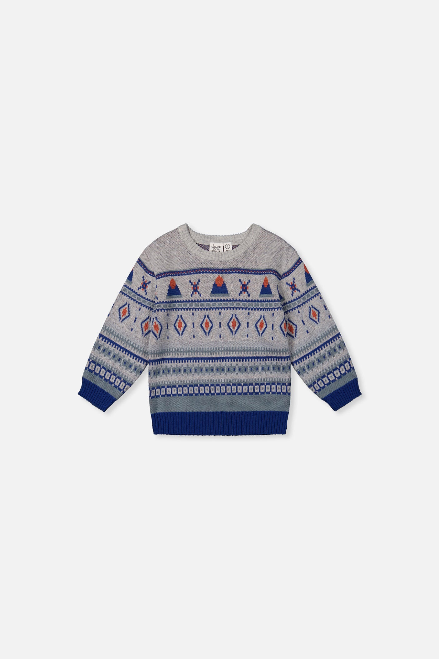 Baby Jacquard Knit Sweater Blue And Beige