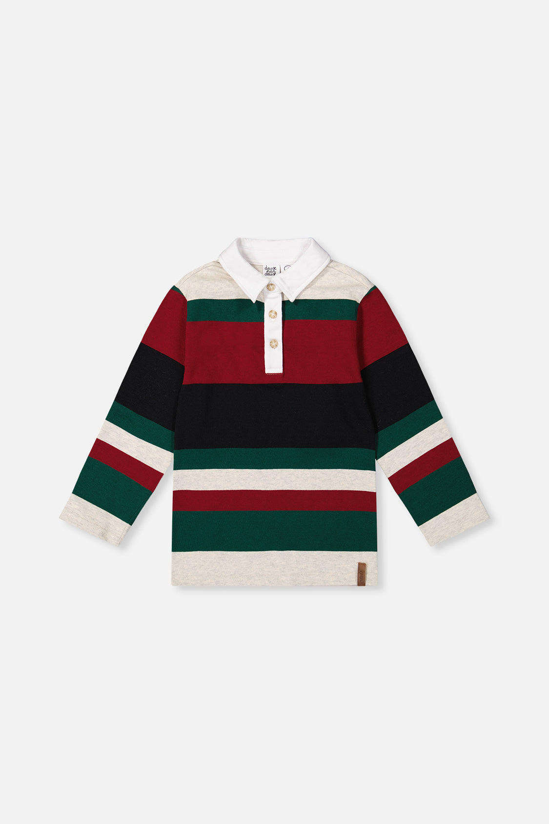 Polo Top Blue Striped Red, Green And Grey