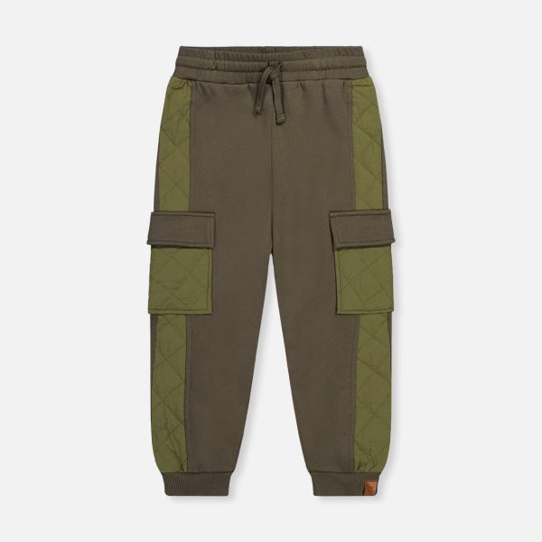 Fleece Bi-Material Sweatpants With Pockets Green
