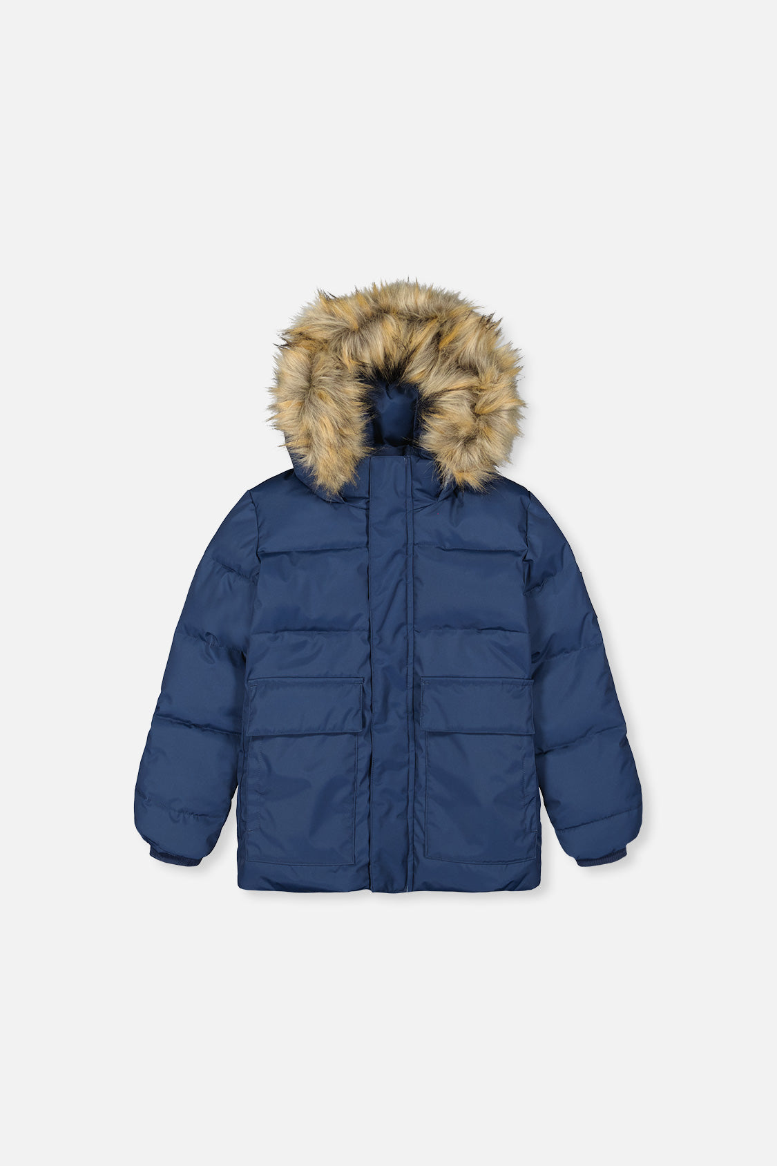 Winter Jacket With Faux-Fur Hood Dark Blue
