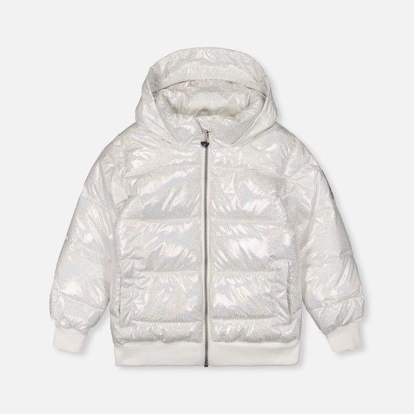 Winter Puffy Jacket White Glitter