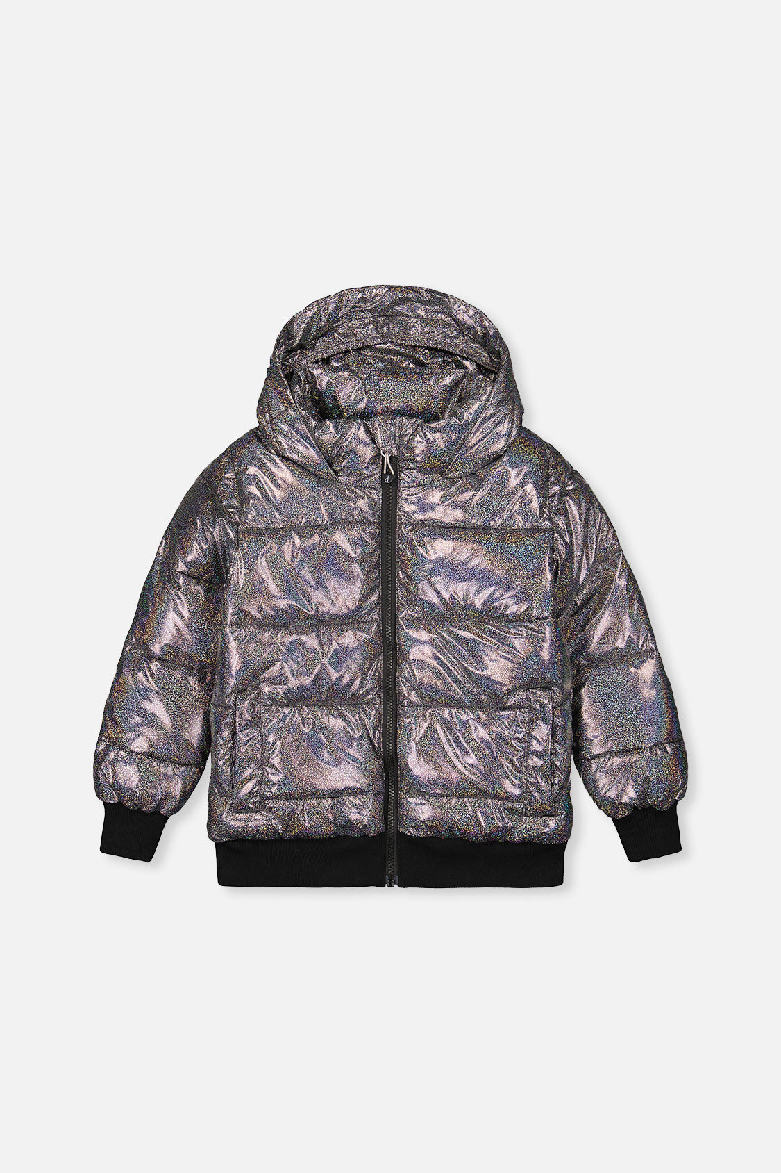 Winter Puffy Jacket Black Glitter