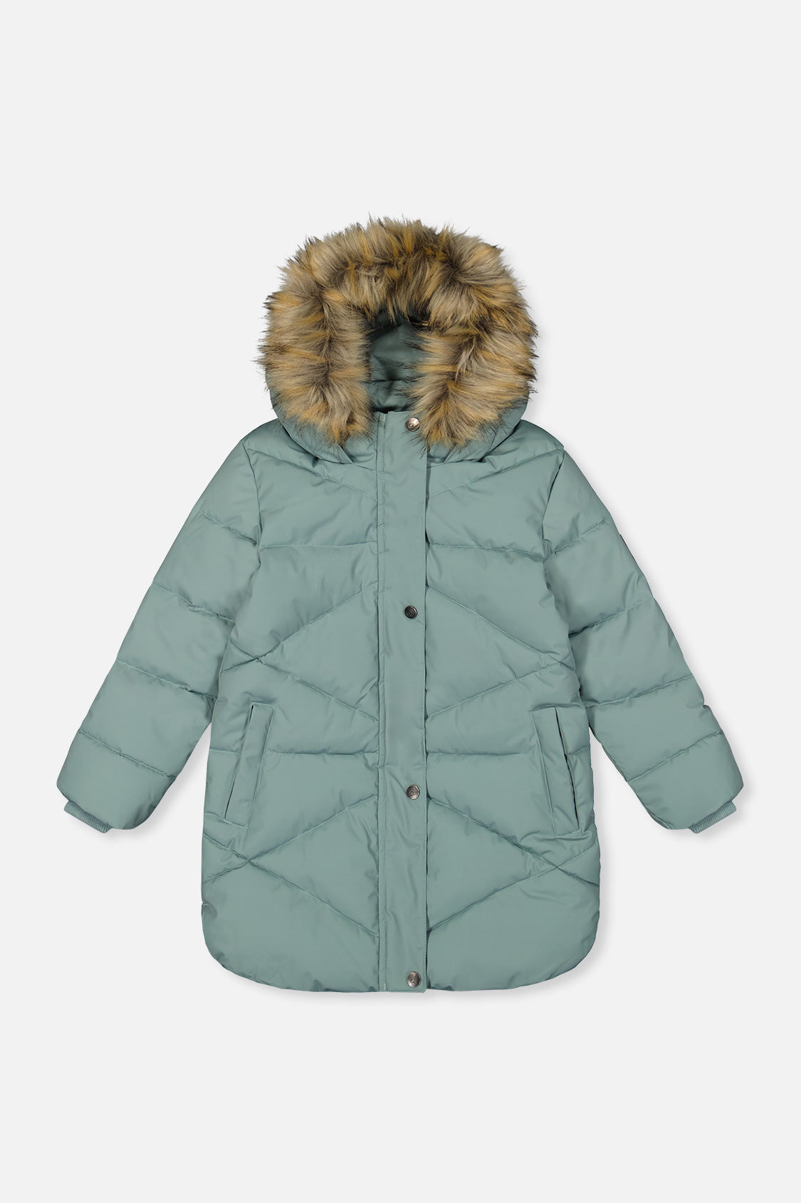 Long Winter Puffer Coat Sage Green