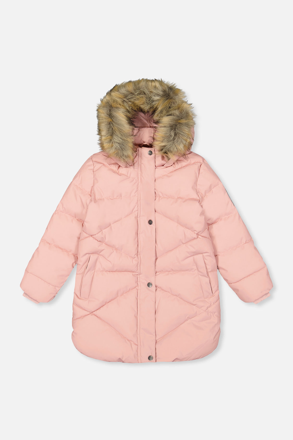 Long Winter Puffer Coat Pale Dusty Pink