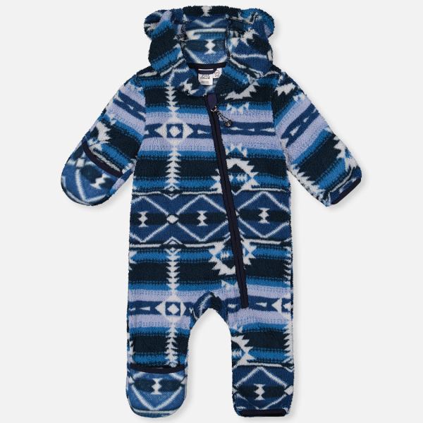 Baby Mid-Season Plush One-Piece Outerwear Aztec Blue