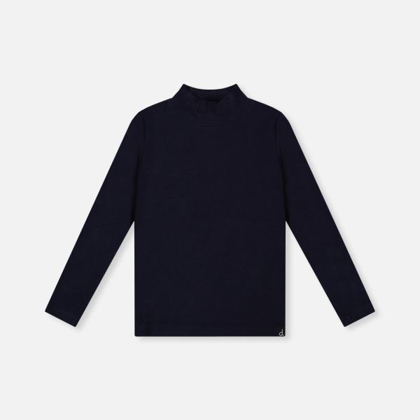 Brushed Rib Mock Neck Top Dark Blue