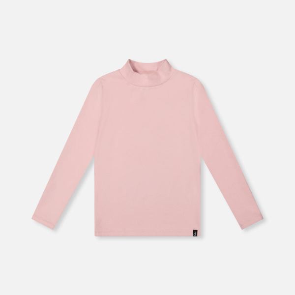 Brushed Rib Mock Neck Top Pale Dusty Pink