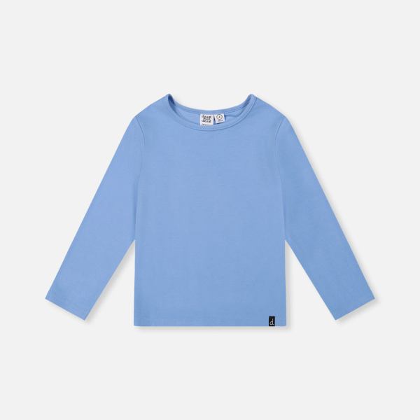 Brushed Rib Crew Neck Top Pale Blue