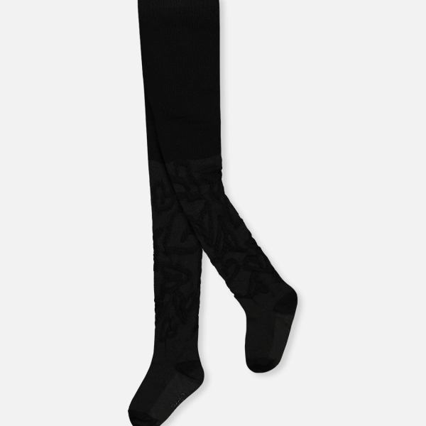 Knit Textured Tights Black
