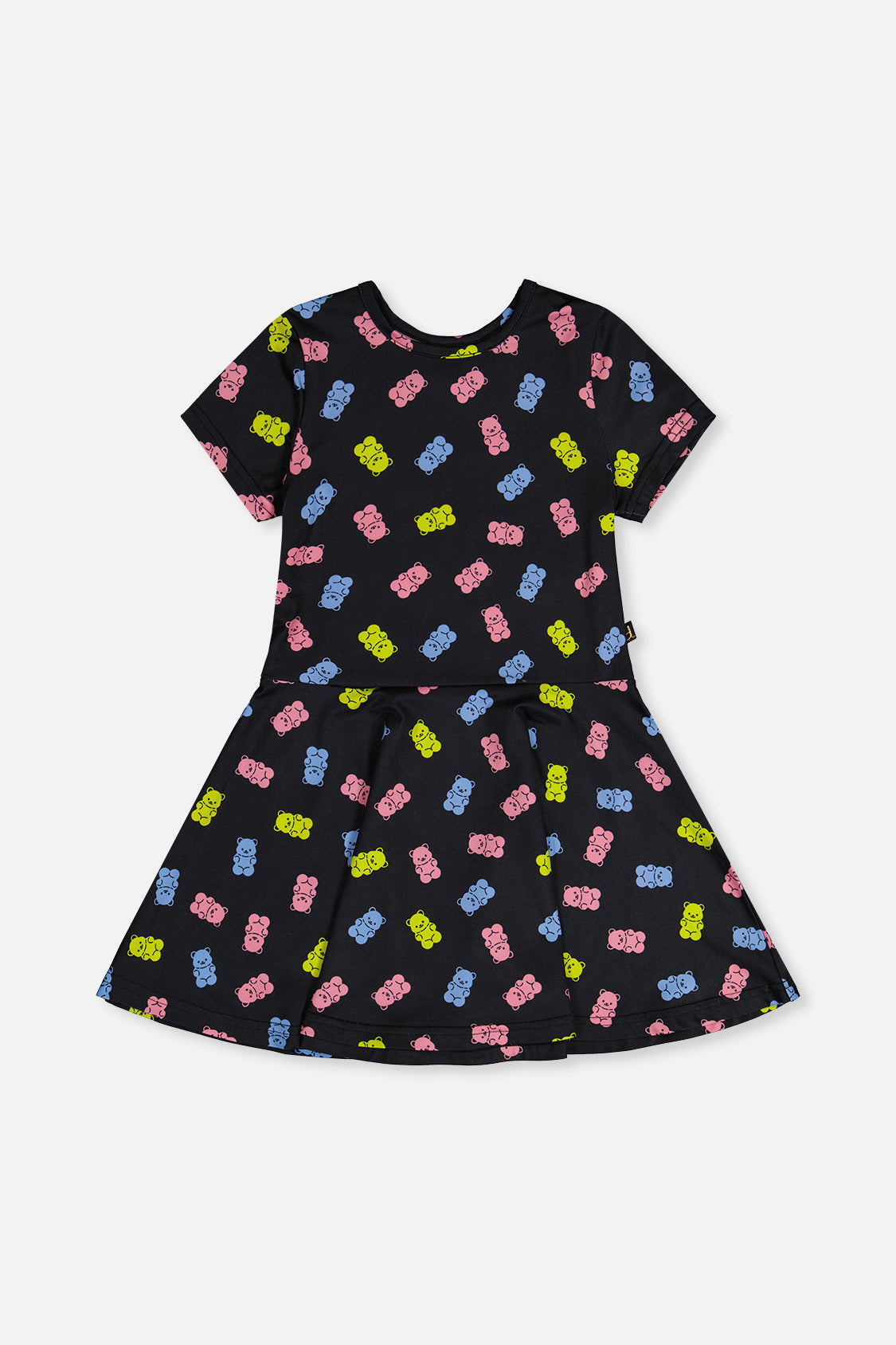 Short Sleeve Dress Black Printed Gummy Bears