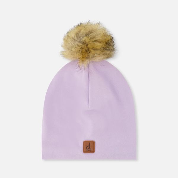 Jersey Hat With Pompom Lavender