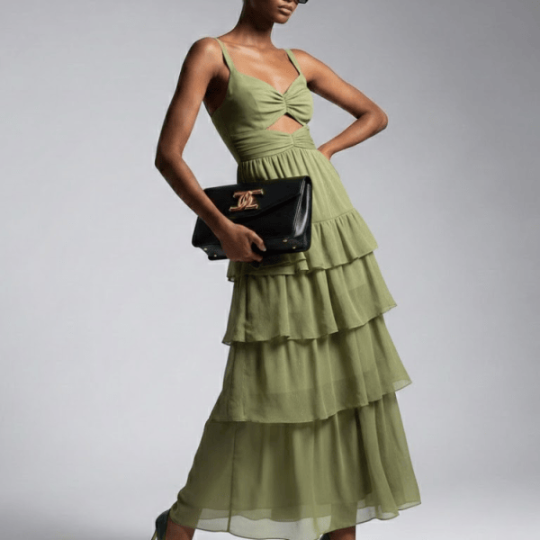 Maxi Dress New Collection BYMANYC ® New York • Olive Green Ruffles