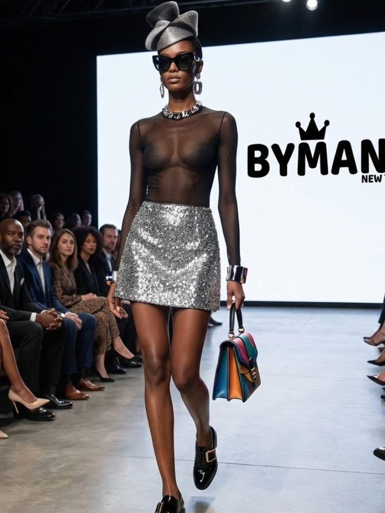 Midnight Sequin Mini Skirt โข TIMES SQUARE New Collection BYMANYC ยฎ New York