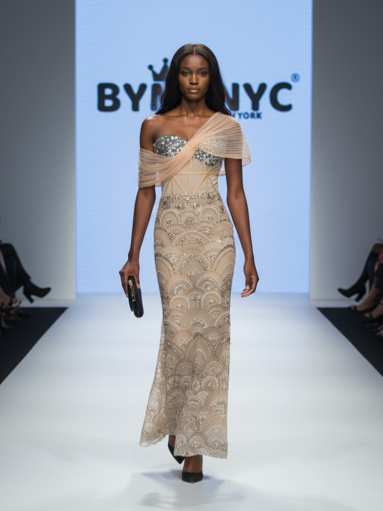 Nude Long Gala Dress FIFTH AVENUE: Prêt-à -Porter Line BYMANYC ® New York