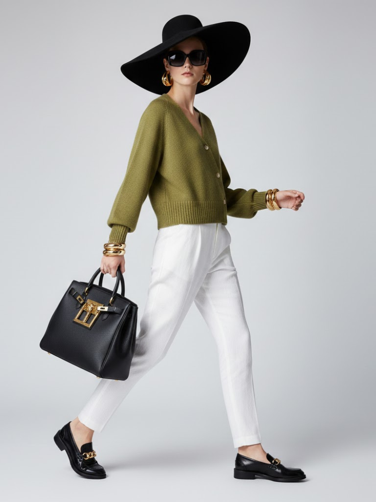 Olive Cropped Knit Cardigan LUDLOW: New Colecciรณn COUTURE in NOLITA - BYMANYC ยฎ New York