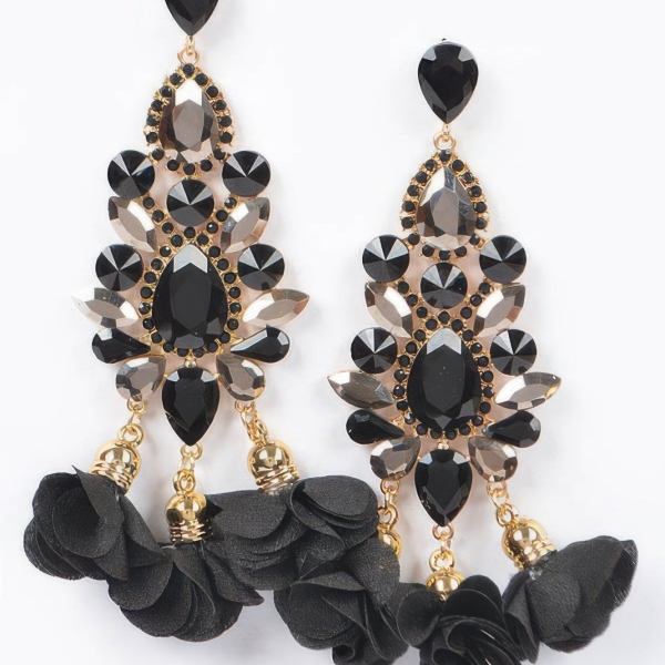 PARK AVENUE Multi Rhinestone Flower Drop Earrings: BYMANYC ® New York